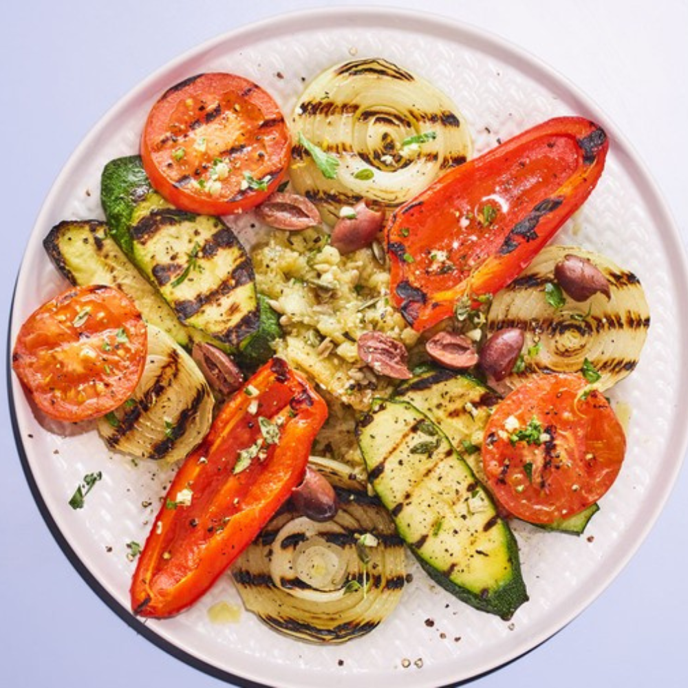 GRIDDLED VEGETABLES WITH MELTING AUBERGINES